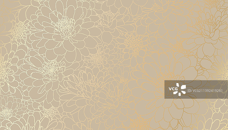 手绘线条金色菊花图片素材