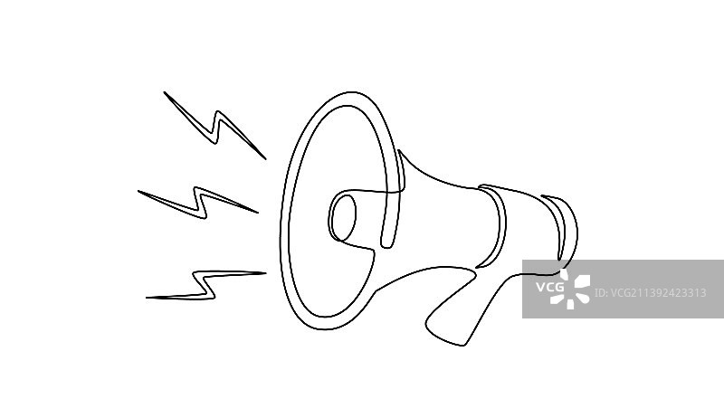 一个连续线条绘制的公共喇叭扬声器图片素材