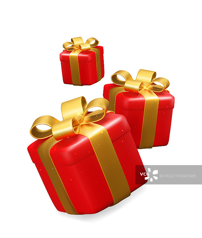 白色背景上的逼真3D礼品盒图片素材