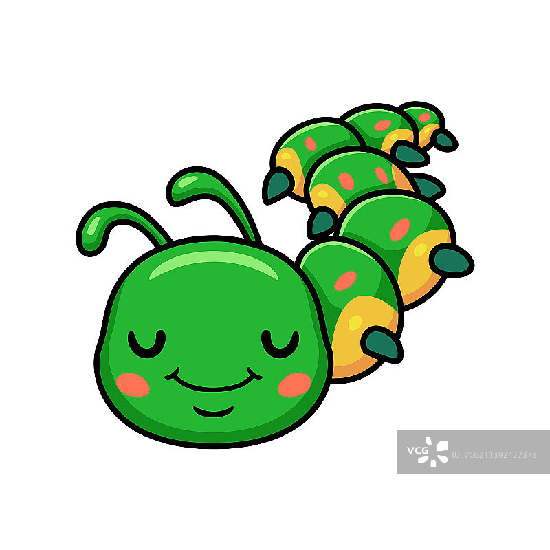 正在睡觉的可爱卡通小毛毛虫图片素材