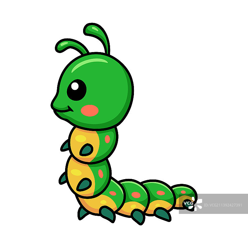 可爱的小毛毛虫卡通角色图片素材