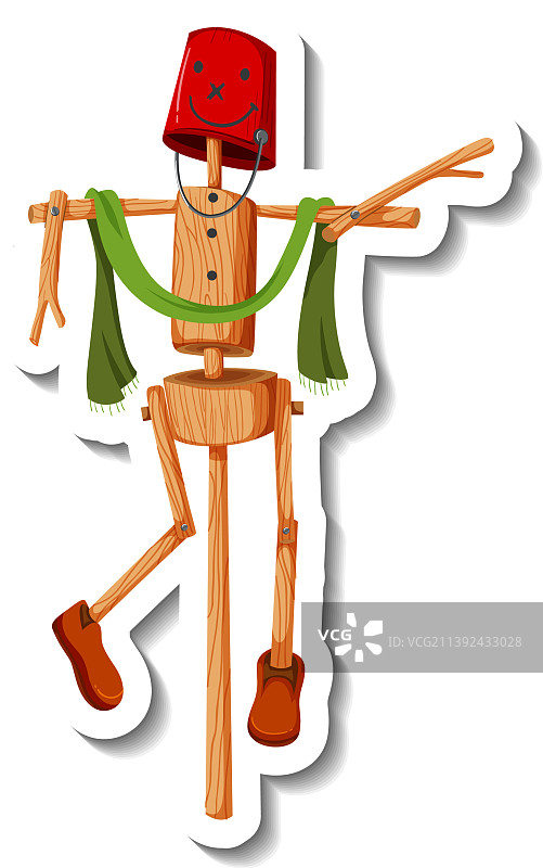 卡通风格的木制稻草人图片素材