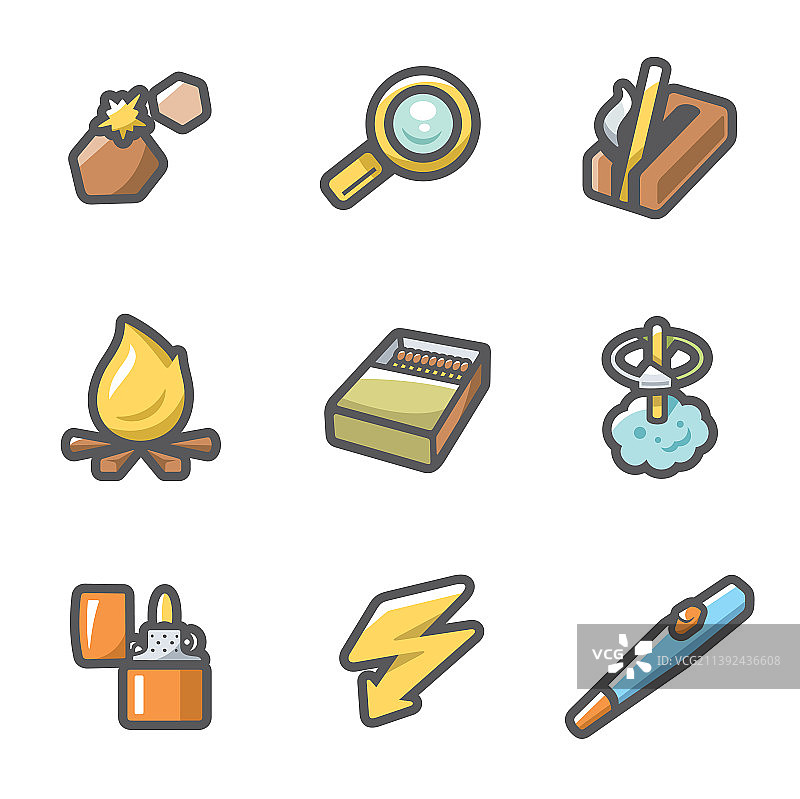 生火，火源图标集图片素材