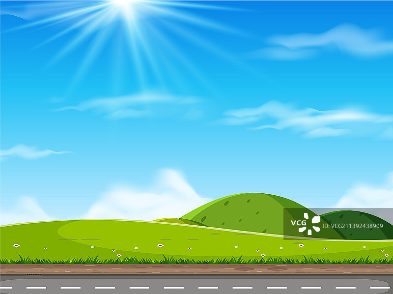 湛蓝天空下的太阳与云朵图片素材