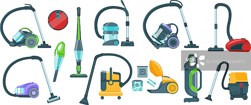 卡通吸尘器设备清洁套装图片素材