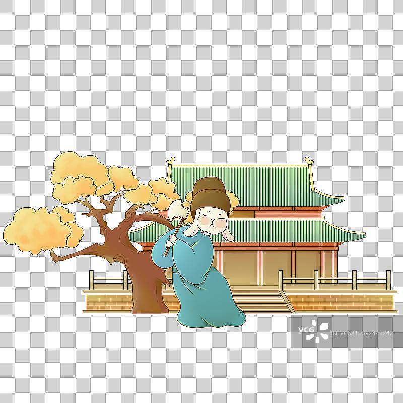 中秋之吴刚伐桂国潮风插画图片素材