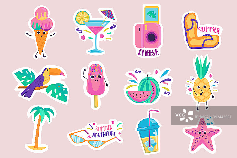夏季贴纸套装图片素材