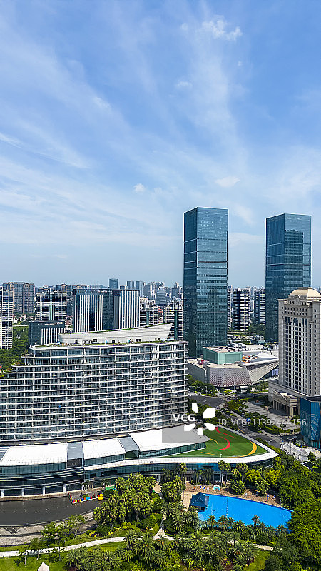 厦门会展及会展酒店和环岛路城市建筑风光图片素材