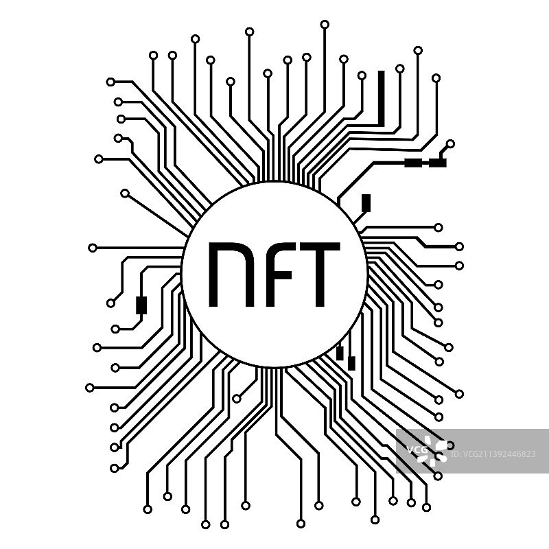 PCB板与中心NFT非同质化代币走线图片素材