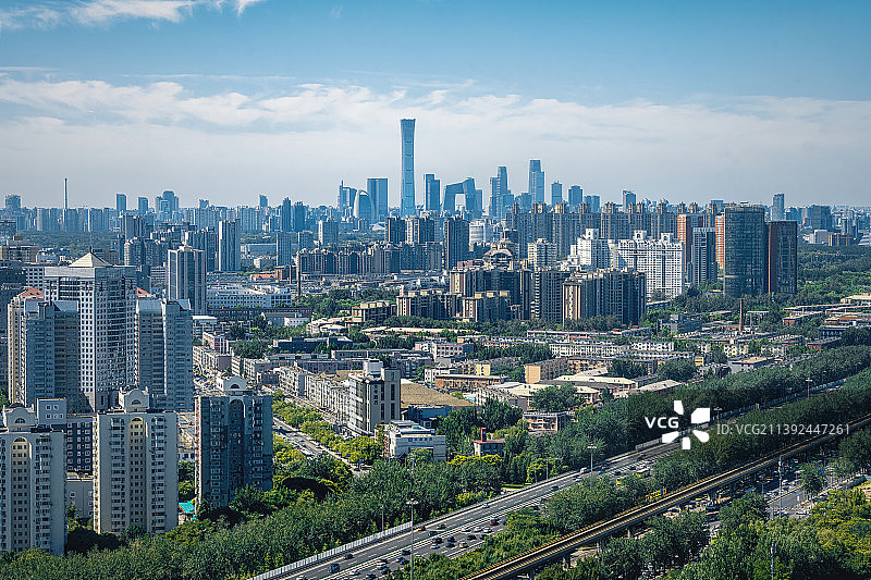高角度拍摄北京城市天际线图片素材
