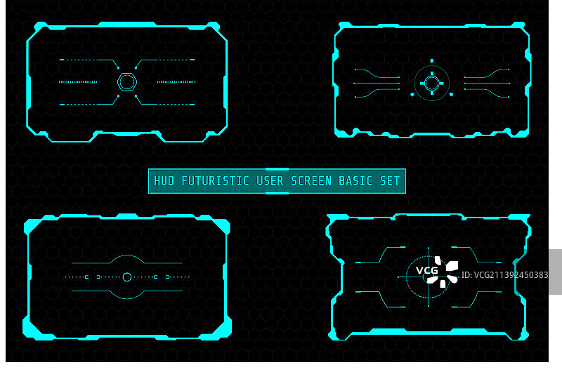 HUD未来主义用户界面屏幕基本元素图片素材