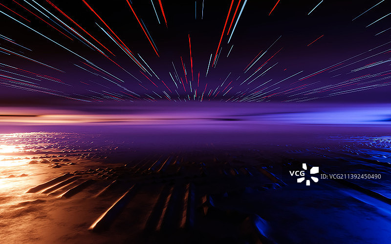 抽象行星地表地形发光粒子线条抽象太空光速前行图片素材