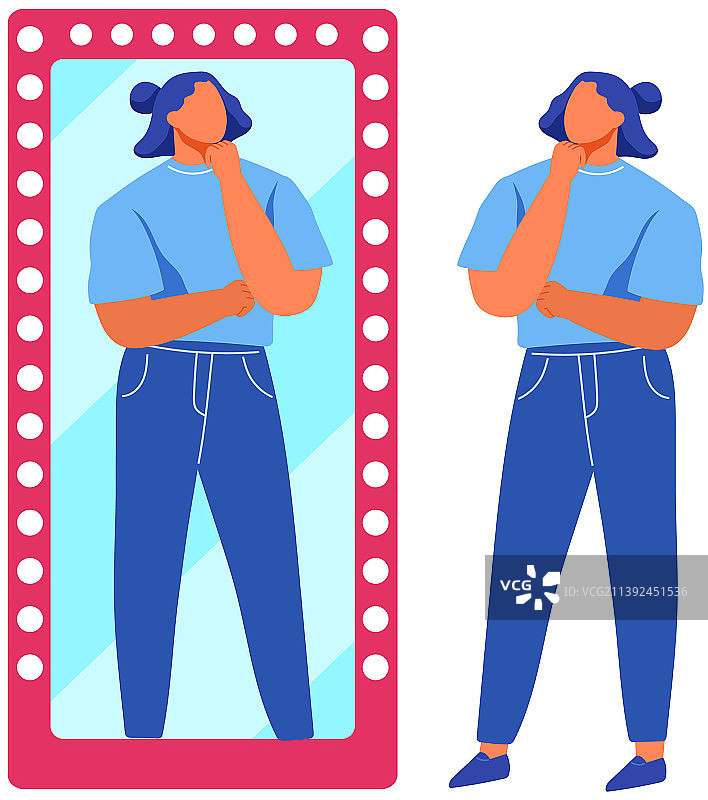 女人欣赏自己：女商人正在观看图片素材