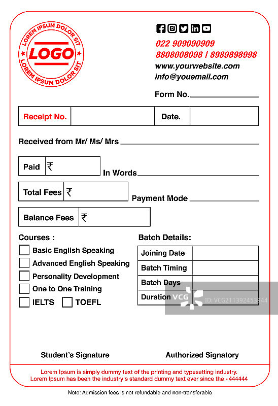 英语学院账单簿页面图片素材