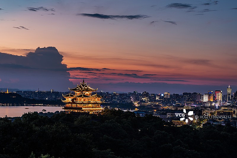 杭州吴山天风晚霞图片素材