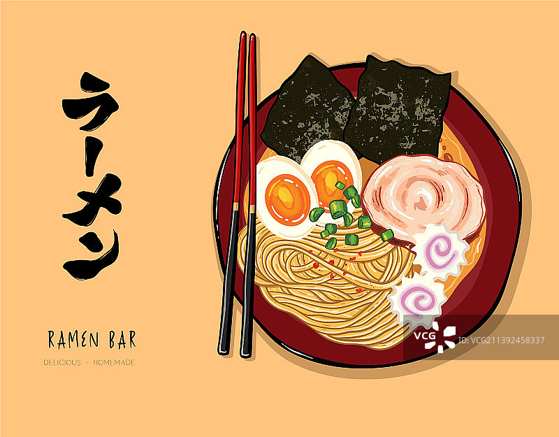 手绘美味拉面图片素材