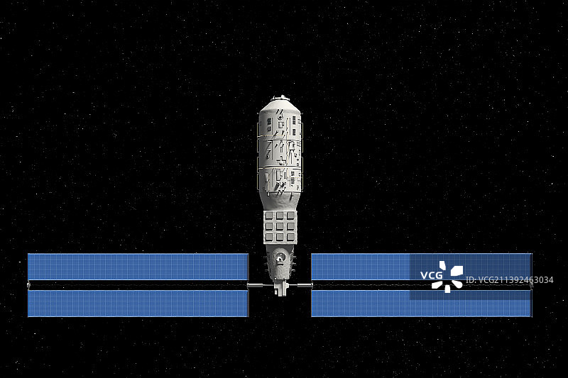 中国空间站问天试验舱太阳版翼打开图片素材