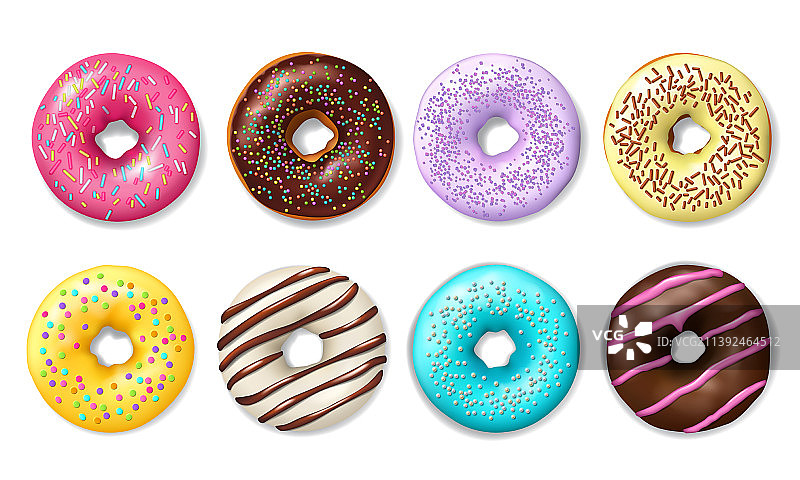 逼真甜甜圈蛋糕甜点图标图片素材
