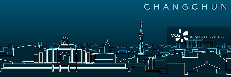 长春多线天际线地标图片素材