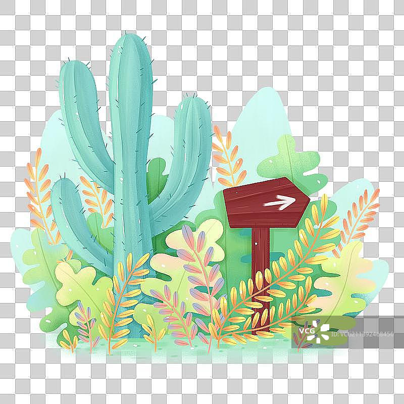 创意植物花卉仙人掌小景组合插画图片素材