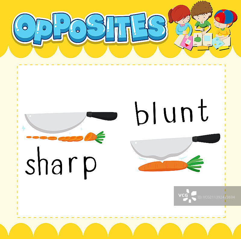 锋利与钝的反义词图片素材