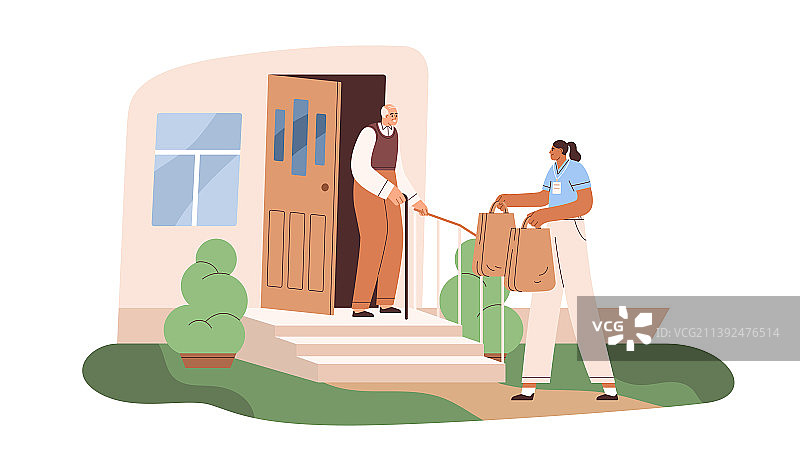 志愿者帮助老年人购买食品杂货图片素材