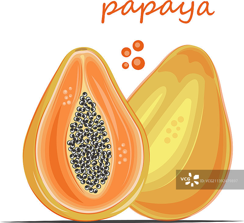 色彩鲜艳多汁的木瓜印花图片素材