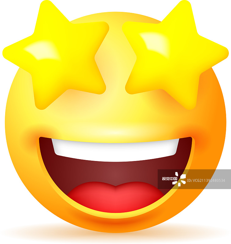 眼中带星星的微笑黄色表情符号图片素材