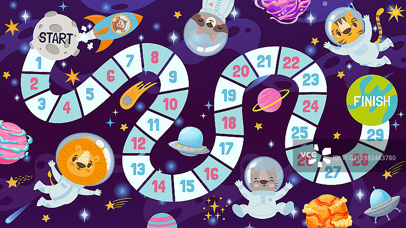 儿童卡通太空棋盘游戏图片素材