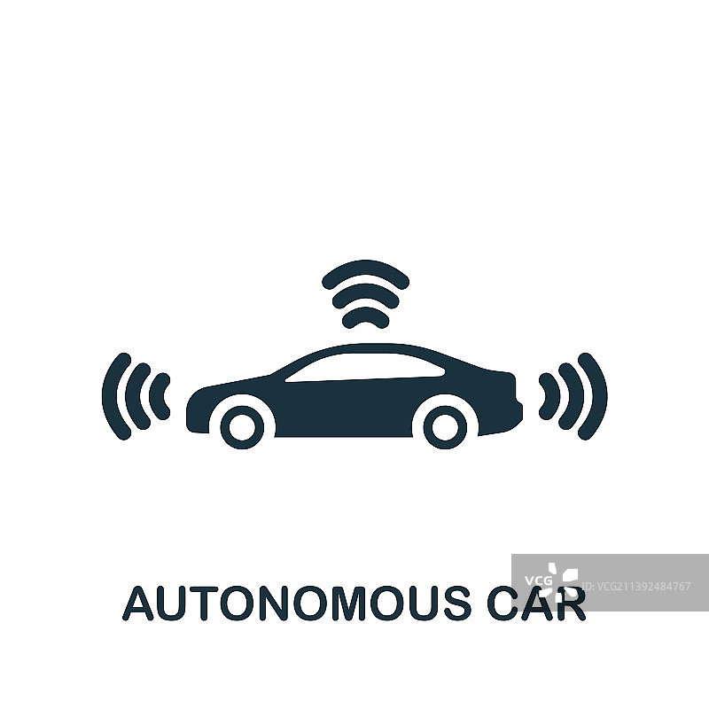 无人驾驶汽车单色图标图片素材