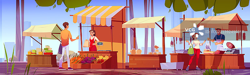 人们在农贸市场购买天然产品图片素材