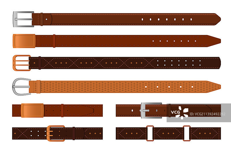 经典棕色皮革腰带套装图片素材