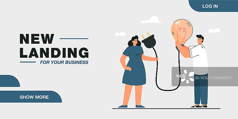 男人和女人一起拿着带插头灯泡图片素材