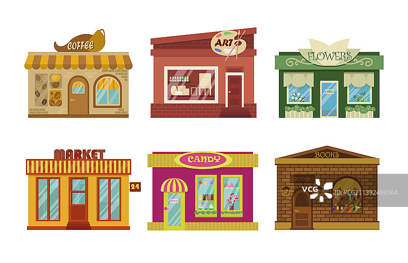 商店建筑卡通外立面图片素材