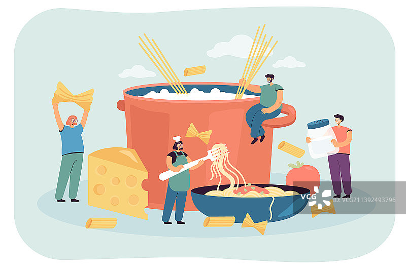 小厨师与巨型意面盘图片素材