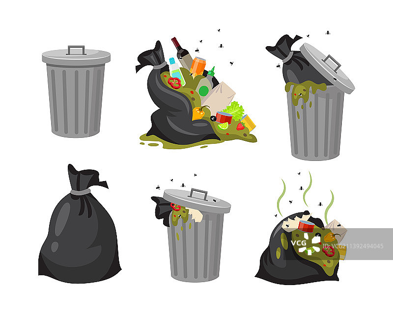垃圾袋和垃圾箱套装图片素材