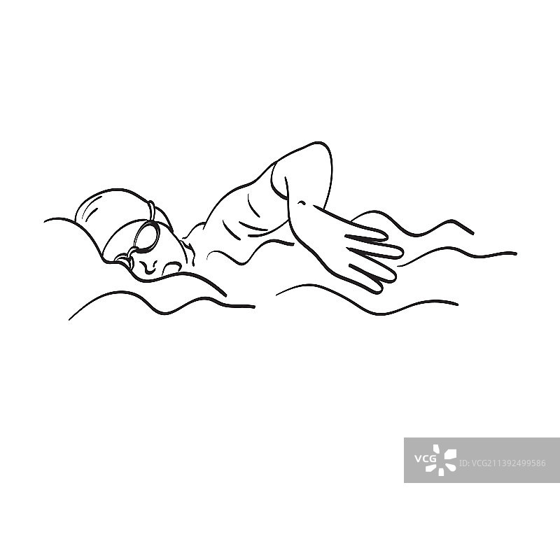 手部游泳的线条艺术特写女人图片素材