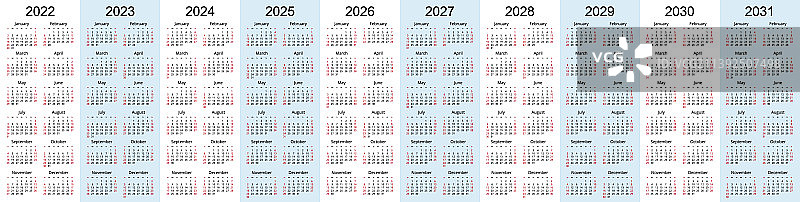 2023至2027年日历计划表图片素材