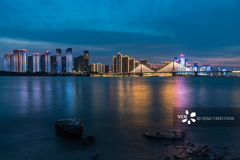 长沙_银盆岭大桥夜景图片素材