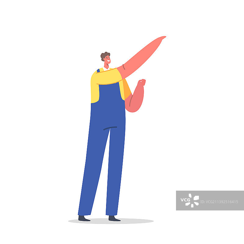 穿蓝色工作服的男性车库工人图片素材