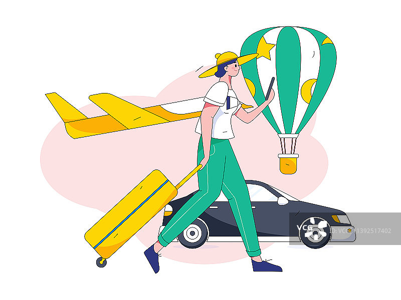 节假日旅游出行人物互联网背景矢量插画图片素材