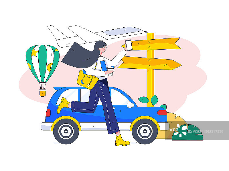 节假日旅游出行人物互联网背景矢量插画图片素材