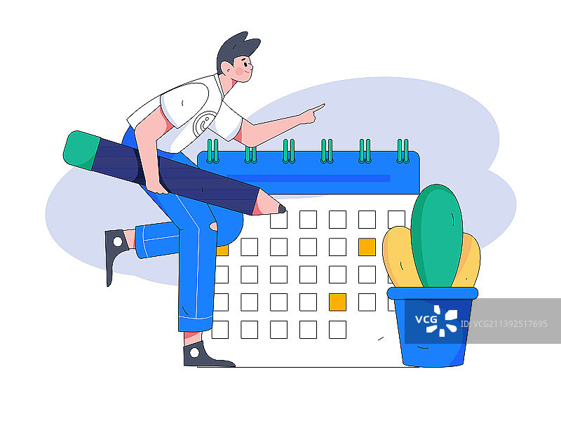 签到人物扁平矢量概念运营插画图片素材