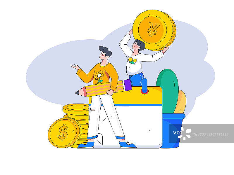 签到人物扁平矢量概念运营插画图片素材