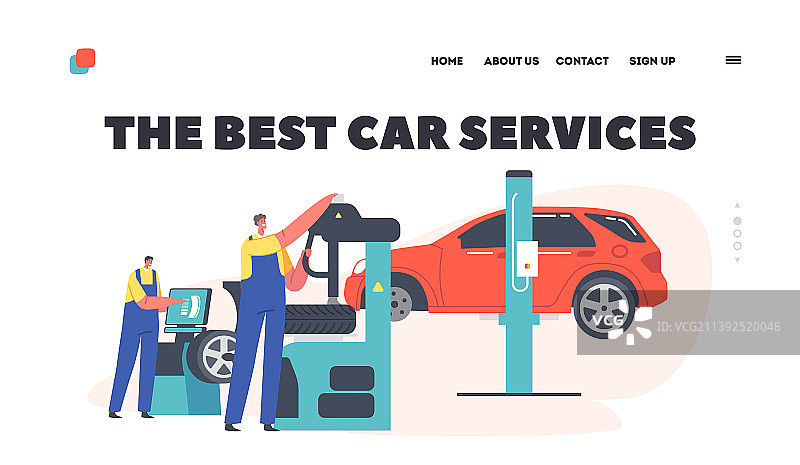 路边车辆维修服务着陆页图片素材