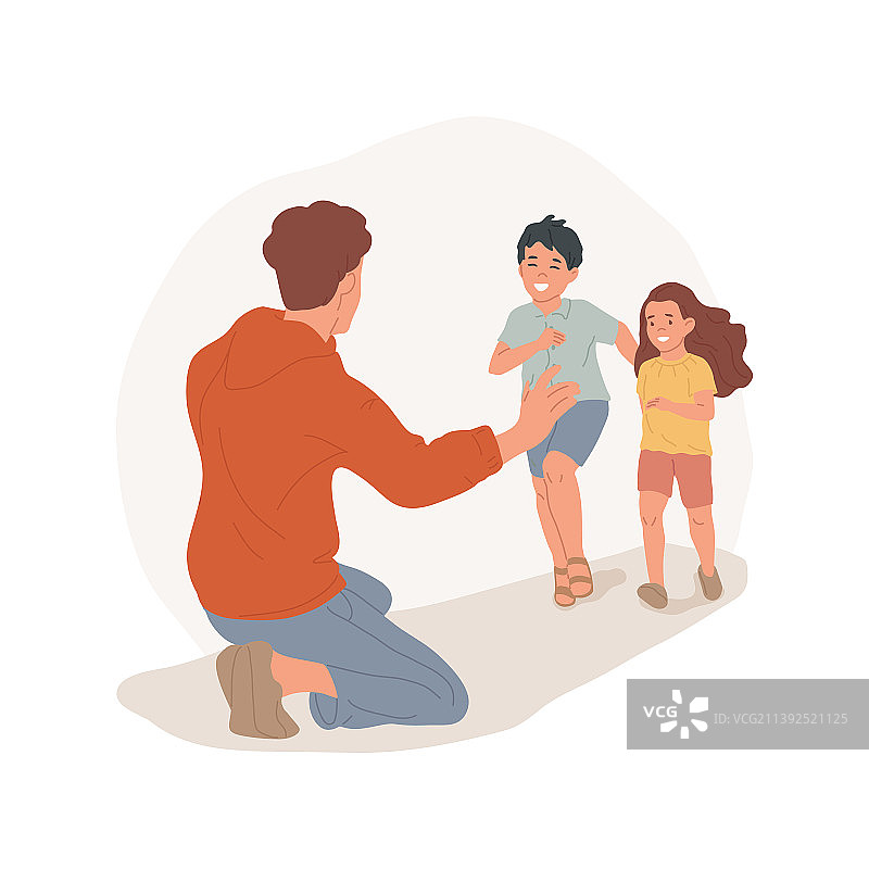 离婚后父母见面卡通图片素材