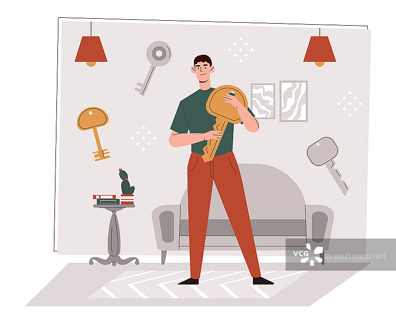 男人拿着钥匙图片素材