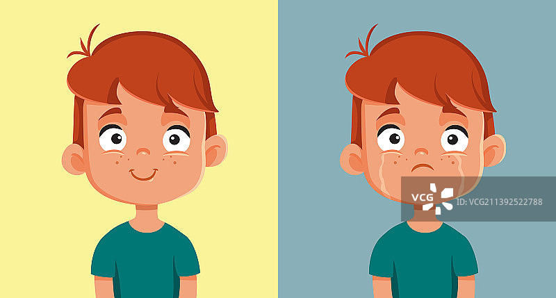 表达喜怒哀乐的卡通小男孩图片素材