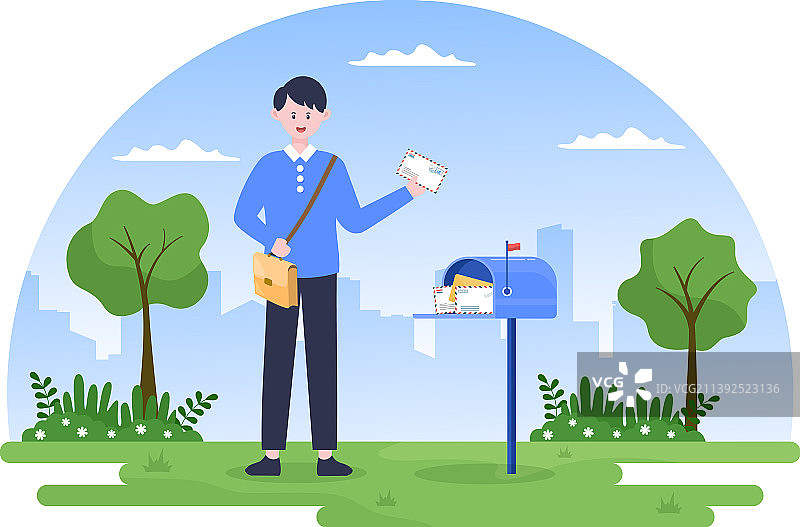 穿着制服的卡通邮递员图片素材