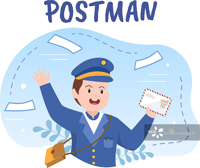 穿着制服的卡通邮递员图片素材